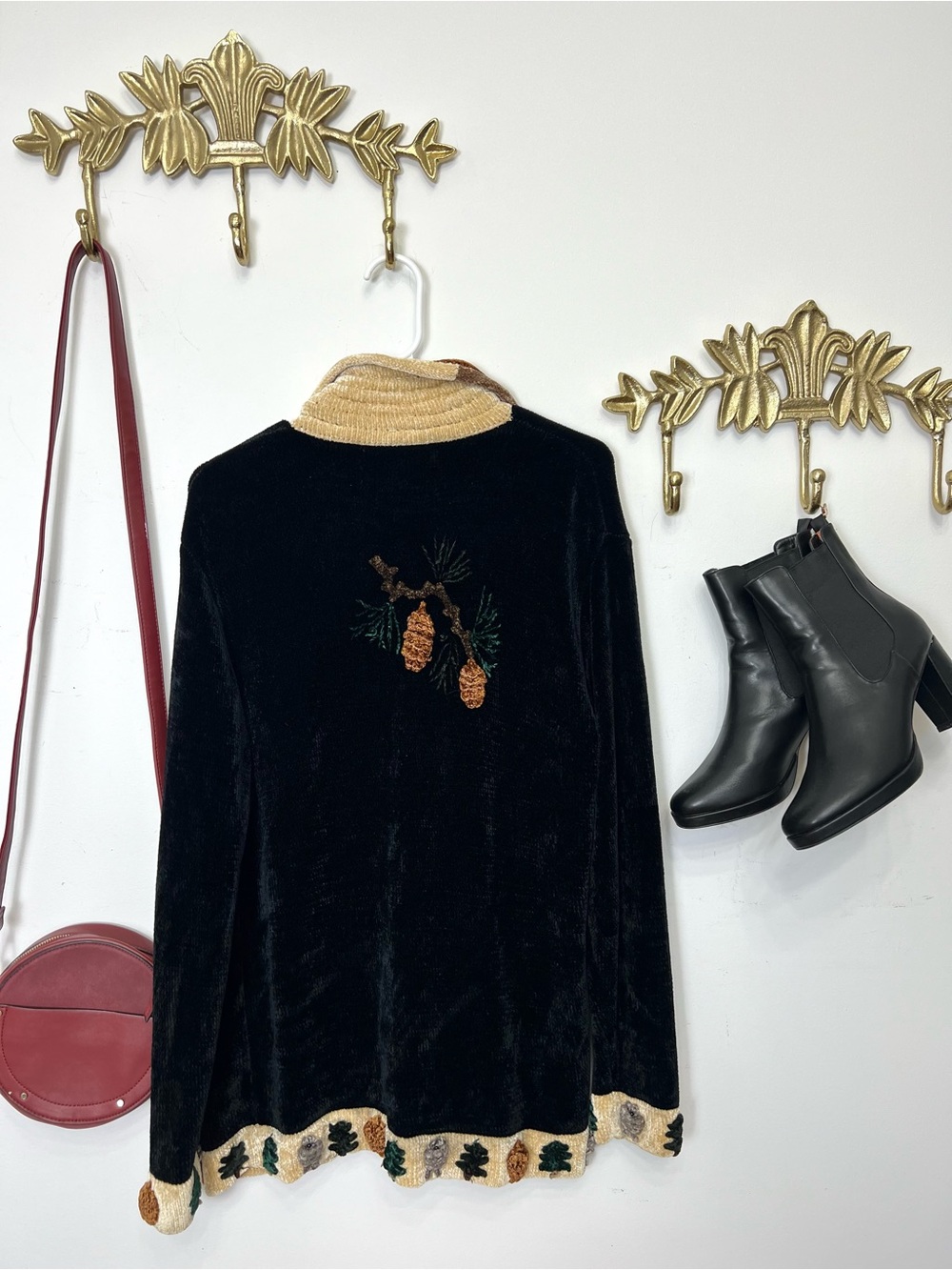 Fall Vintage soft velvety L sweater cardigan
